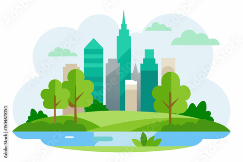 city landscape with trees