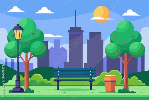 city park with trees