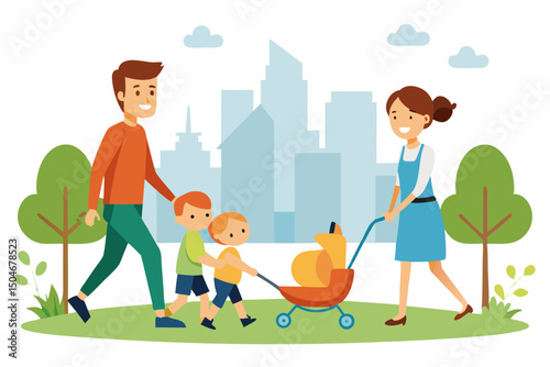 father and son walking