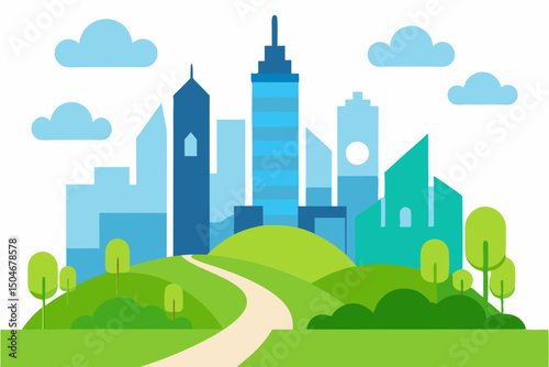 city landscape with trees