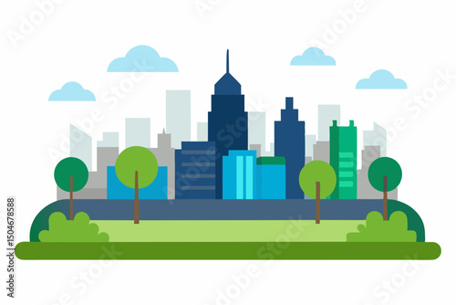 city landscape with trees