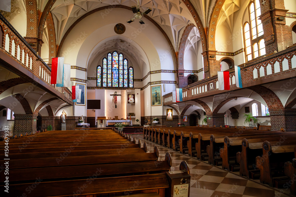 Fototapeta premium Bydgoszcz, neo-Gothic church of St. Andrew Bobola, Poland.