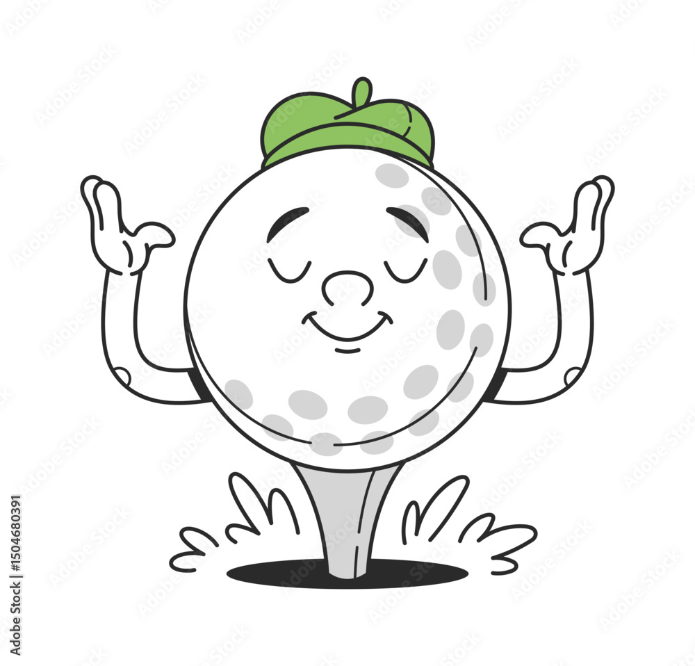 Obraz premium Golf character flying from hole