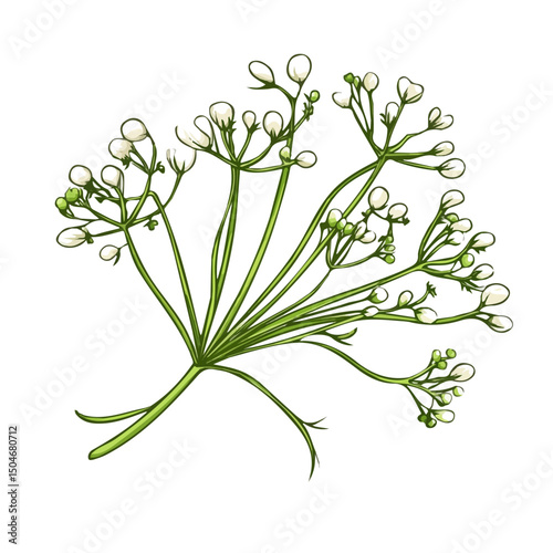 Caraway, vector graphic, 2D flat isometric cartoon illustration on white background.

