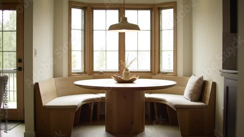 Cozy Dining Nook By Bay Window In A Modern Home Interior