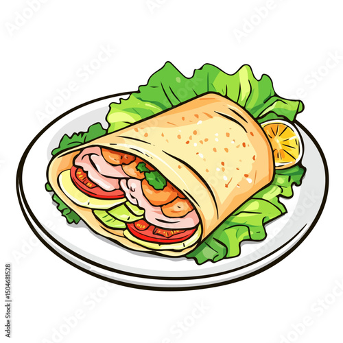 Banh Xeo, vector graphic, 2D flat isometric cartoon illustration on white background.
