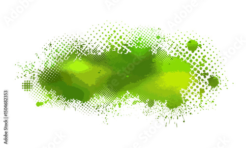 Splatter Paint Texture . Green Spray Blot of Ink. Place illustration Over any Object to Create Grungy Effect . hand drawn. Not AI, Vector.