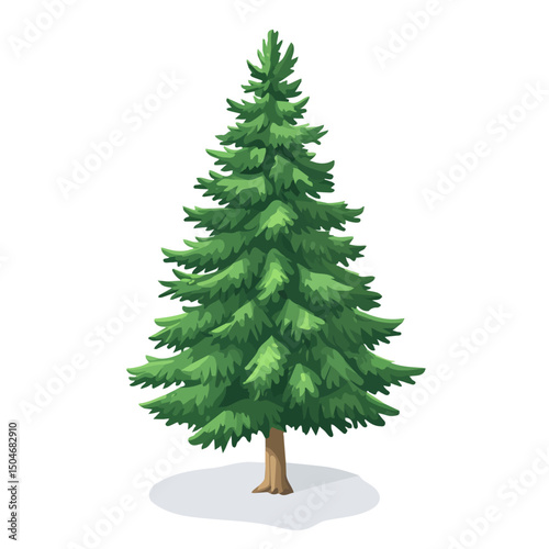 Chilean Pine Tree, flat 2D isometric cartoon vector image isolated on white background.