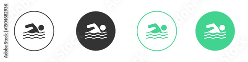 Swimming icon Minimal Flat Line Vector Icon Set.