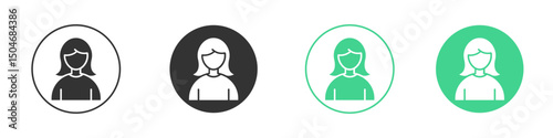 Woman icon Minimal Flat Line Vector Icon Set.
