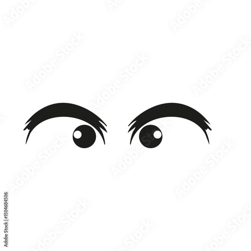 Wide-Eyed Expression Silhouette Illustration. Curiosity And Surprise Isolated Vector Illustration