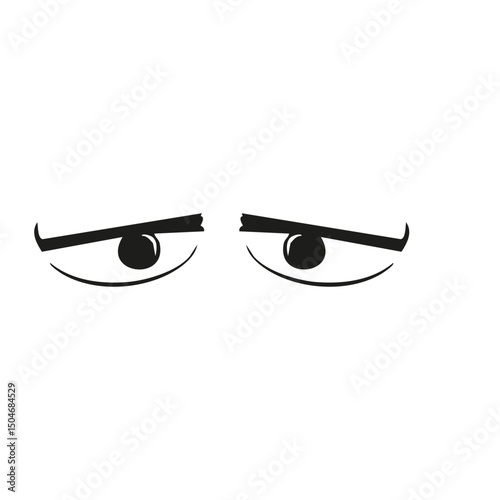 Skeptical Eyes Expression Silhouette Illustration. Conveying Doubt And Suspicion. Isolated Vector Illustration