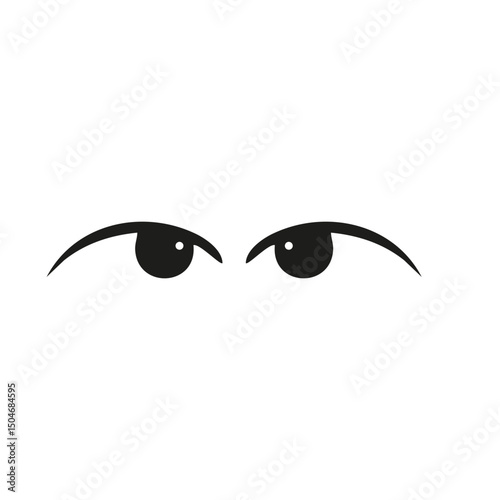 Eyes With Suspicious Expression Silhouette Illustration. Emotion And Perception Concept Isolated Vector Illustration