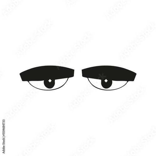 Tired Eyes Silhouette Illustration. Sleepiness And Fatigue Concept Isolated Vector Illustration