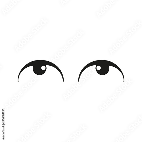 Cartoon Eyes Silhouette Illustration. Expressive Gaze And Observation Concept Isolated Vector Illustration