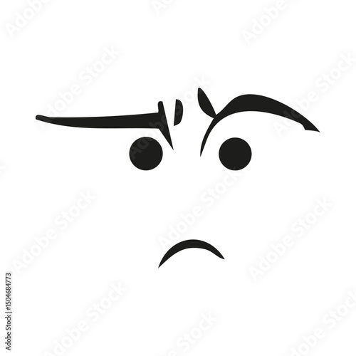 Stylized Angry Eyes Silhouette Illustration. Expression Of Anger And Intensity Isolated Vector Illustration