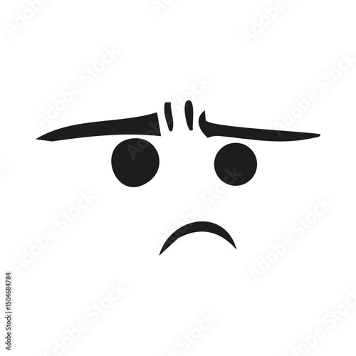 Sad Face Expression Silhouette Illustration. Conveying Emotion And Mood In Minimalist Design. Isolated Vector Illustration