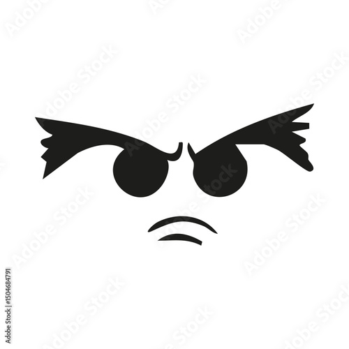 Angry Face With Sunglasses Silhouette Illustration. Expressing Displeasure And Attitude Isolated Vector Illustration
