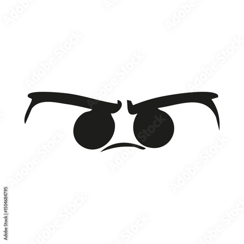 Angry Eyes Expression Silhouette Illustration. Emotive Facial Expression, Anger, And Intensity Isolated Vector Illustration