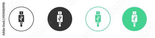 USB icon Minimal Flat Line Vector Icon Set.