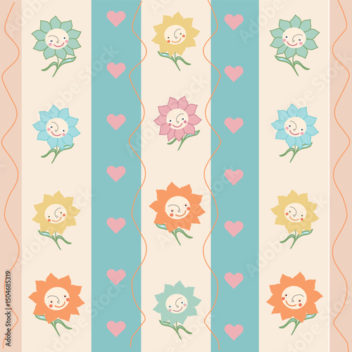 seamless floral pattern with hearts and flowers for poster,card,textile