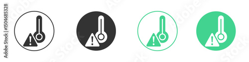 Temperature warning sign icon Minimal Flat Line Vector Icon Set.