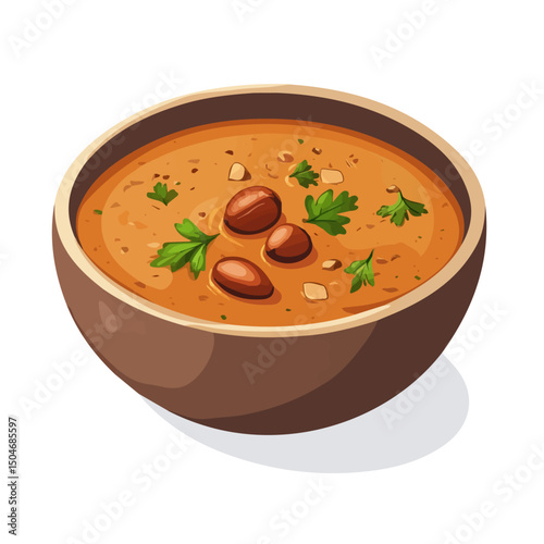 Chestnut Soup, flat 2D isometric cartoon vector image isolated on white background.