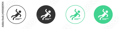 Slippery floor icon Minimal Flat Line Vector Icon Set.