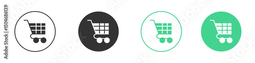 Shopping trolley icon Minimal Flat Line Vector Icon Set.