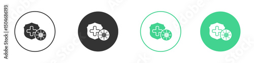 Shield virus icon Minimal Flat Line Vector Icon Set.