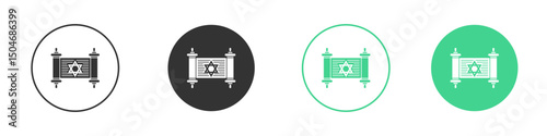 Scroll Torah icon Minimal Flat Line Vector Icon Set.