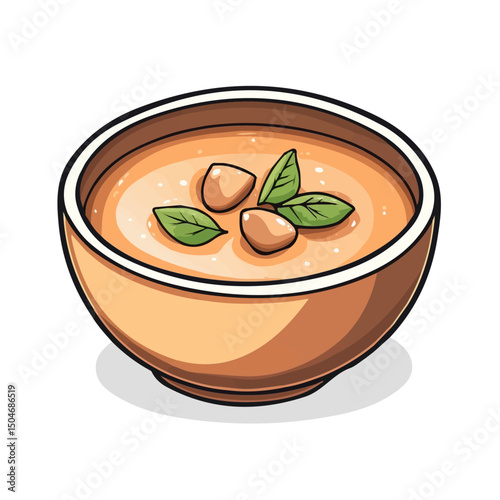 Chestnut Soup, cartoon vector illustration, flat 2D isometric style, white background.