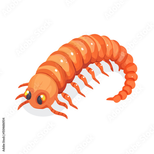 Centipede, 2D isometric flat cartoon vector illustration isolated on white background.