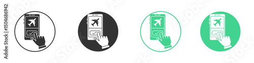 Reservation smartphone icon Minimal Flat Line Vector Icon Set.