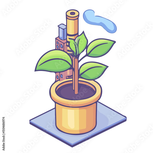 Cast Iron Plant, cartoon vector illustration, flat 2D isometric style, white background.