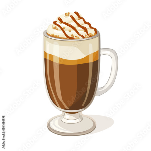 Caramel Macchiato, flat 2D isometric cartoon vector image isolated on white background.