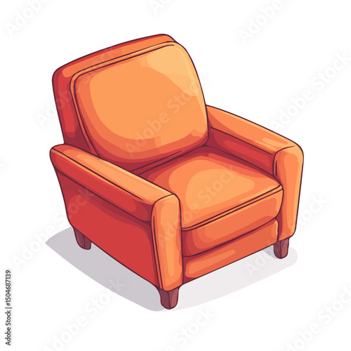 Armchair, cartoon vector illustration, flat 2D isometric style, white background.