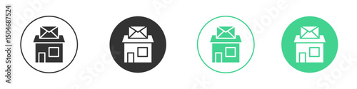 Post office icon Minimal Flat Line Vector Icon Set.