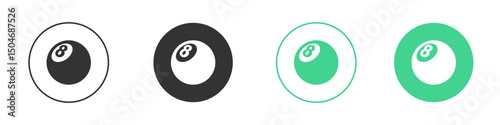 Pool 8 ball icon Minimal Flat Line Vector Icon Set.