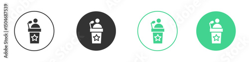 Politician speaker icon Minimal Flat Line Vector Icon Set.