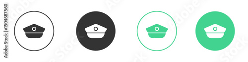 Police cap icon Minimal Flat Line Vector Icon Set.