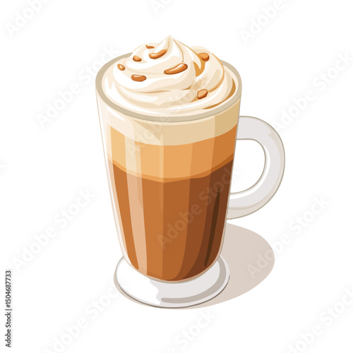 Caramel Macchiato, flat 2D isometric cartoon vector image isolated on white background.