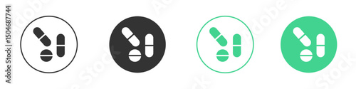Pills icon Minimal Flat Line Vector Icon Set.
