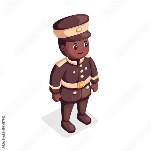 Chocolate Soldier, cartoon vector illustration, flat 2D isometric style, white background.
