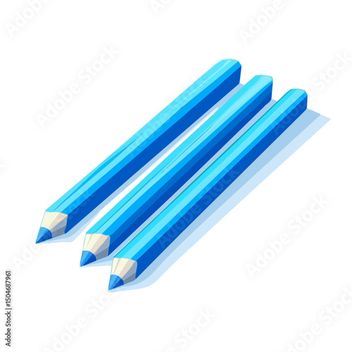 Blue Chalksticks, 2D isometric flat cartoon vector illustration isolated on white background.