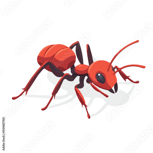 Ant, cartoon vector illustration, flat 2D isometric style, white background.