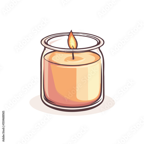Candle Jar, cartoon vector illustration, flat 2D isometric style, white background.