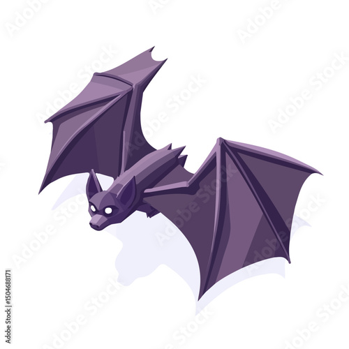 Bat, cartoon vector illustration, flat 2D isometric style, white background.