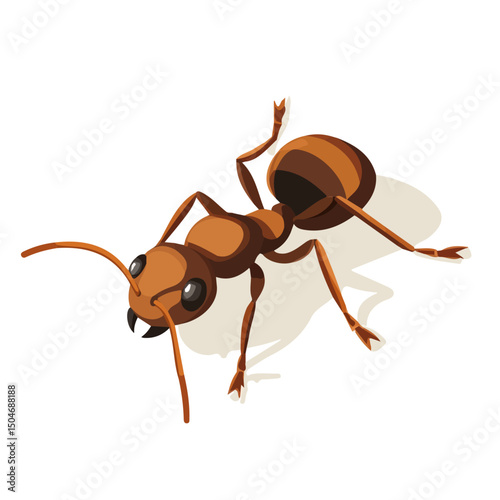 Ant, flat 2D isometric cartoon vector image isolated on white background.
