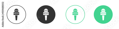 News microphone icon Minimal Flat Line Vector Icon Set.